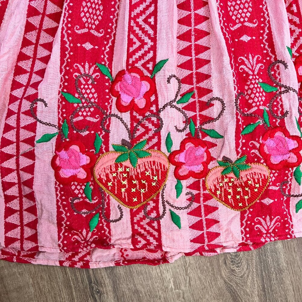Farm Rio Strawberry Jacquard Cotton Maxi Dress Sz S - Picture 5 of 16